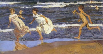  strang - Joaquin Sorolla laufen Kinder Impressionismus Kinder Strang